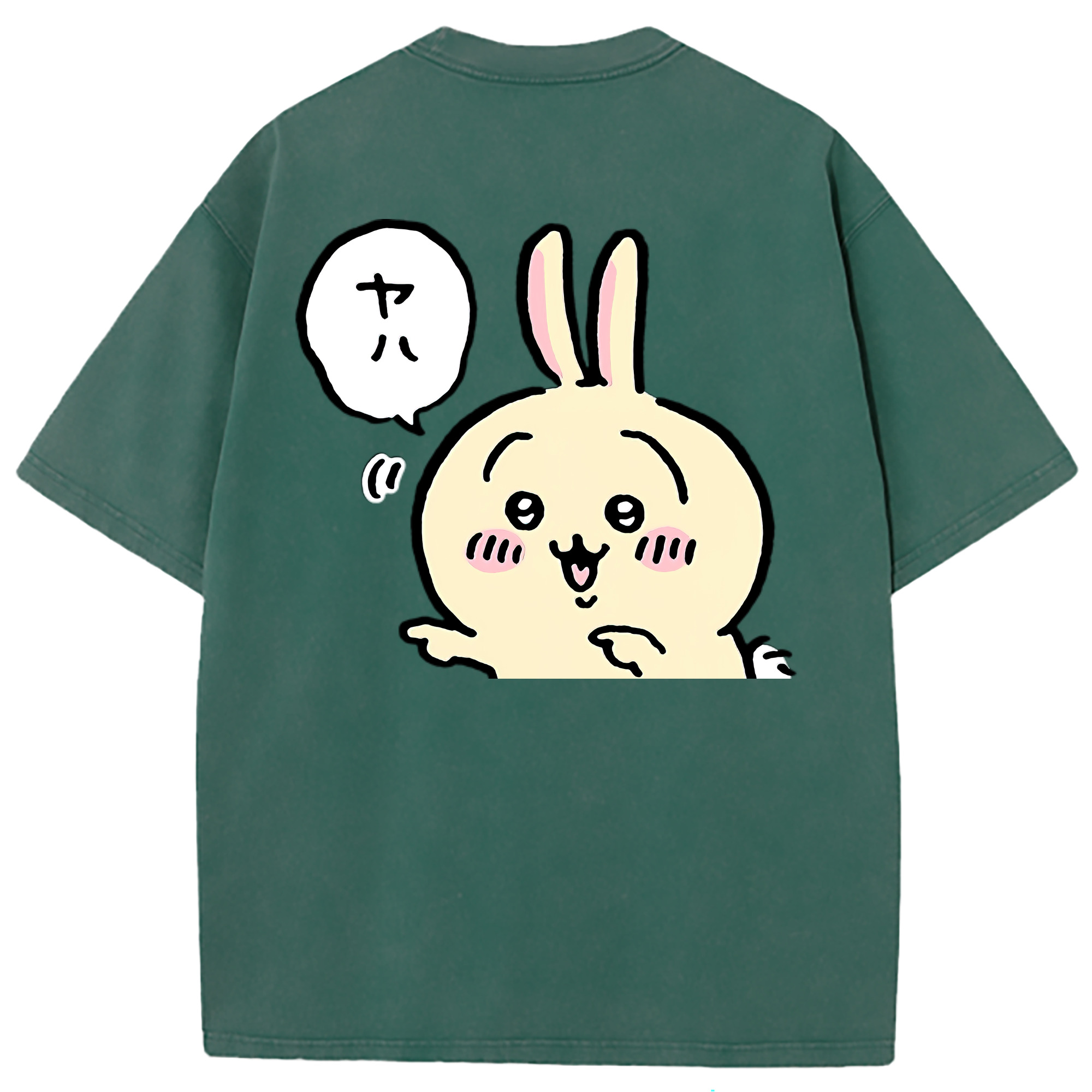 （画像用） ちいかわ うさぎ Chii-kawa usagi 綿100% ヴィンテージ風 半袖Tシャツ（背面プリント）